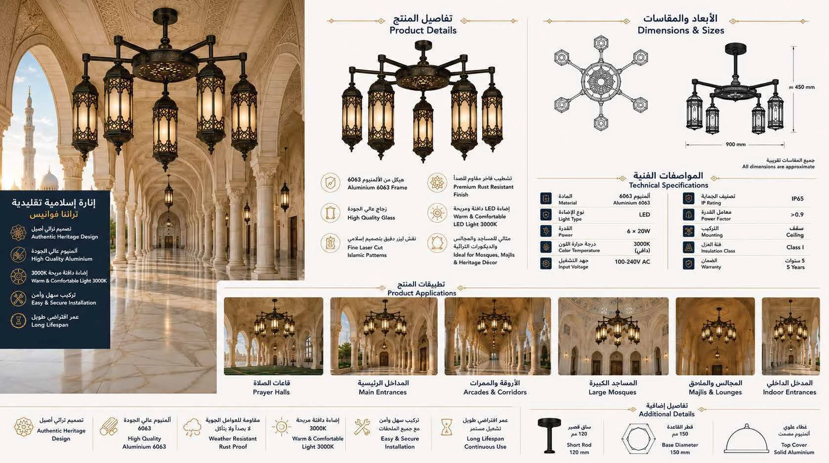 Islamic aluminium chandelier