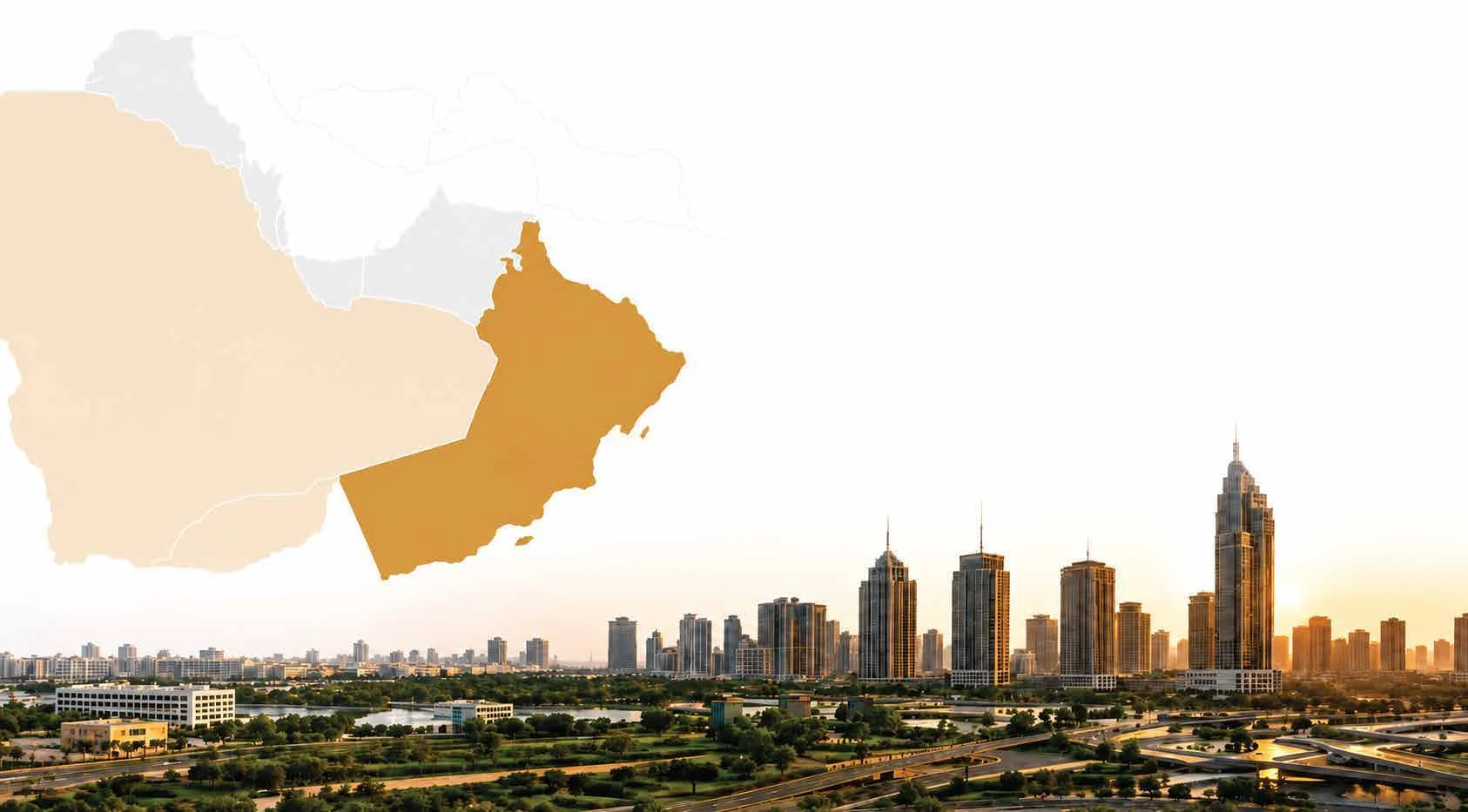 Map of Oman and Saudi Arabia